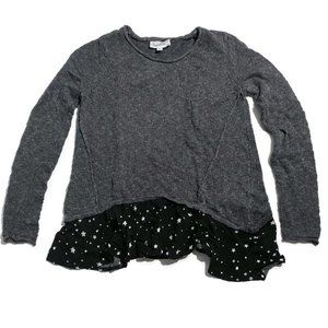 Cloud Chaser Women's Sweater Pullover Rayon Trim Hem with Stars Print Size M